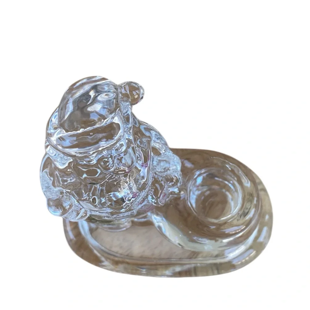 WILLIAMS SONOMA Set of 4 Glass Santa Tiny Taper Candle Holders